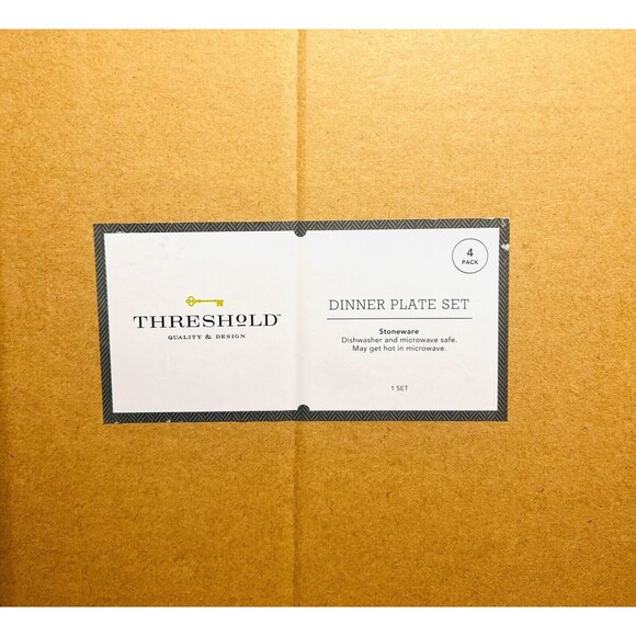 4pc Stoneware Dinnerware Plate Set White/Tan - Threshold - New - Picture 8 of 8